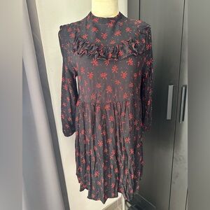 Zara Black and Red Floral Dress